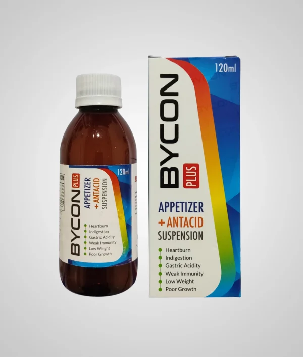 Bottle and box bycon herbal appetizer antacid